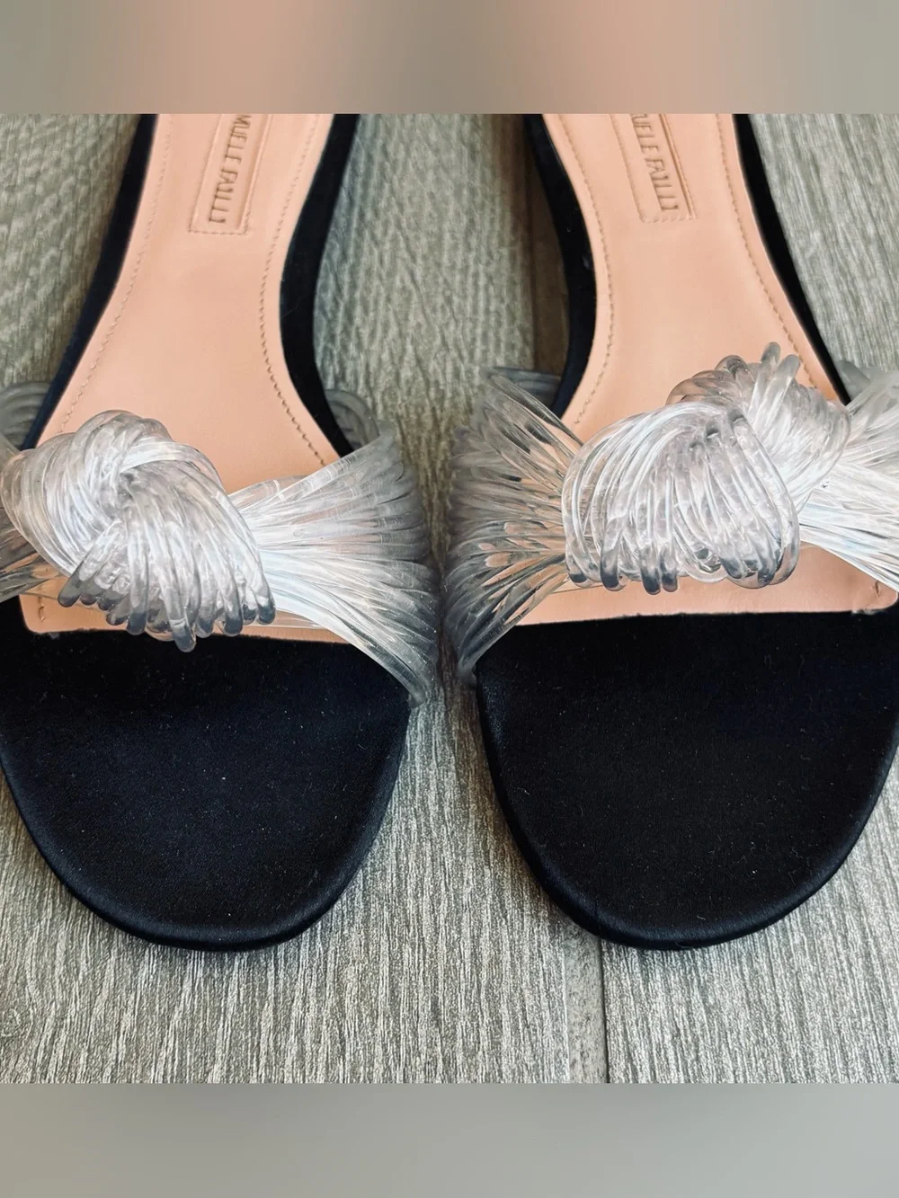 Samuele Failli Clear Plastic Black Slip On Flat Sandals size EU 38.5